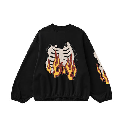 Fire Bone Round Neck Hoodie