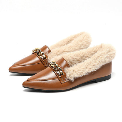 Pointed Toe Fluffy Shoes