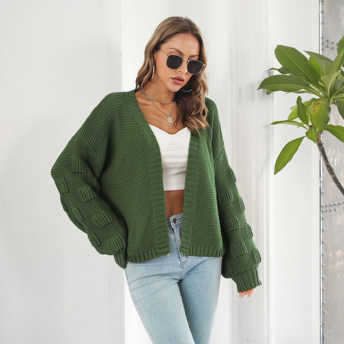 Puff Sleeve Cardigan Sweater