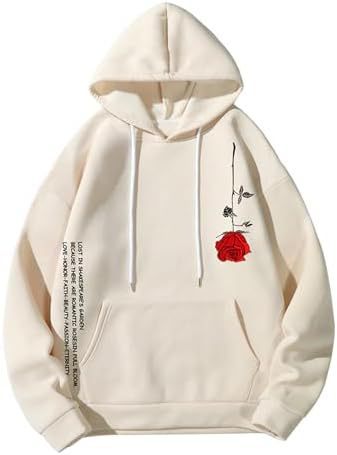 Print Drawstring Pocket Sweatshirt