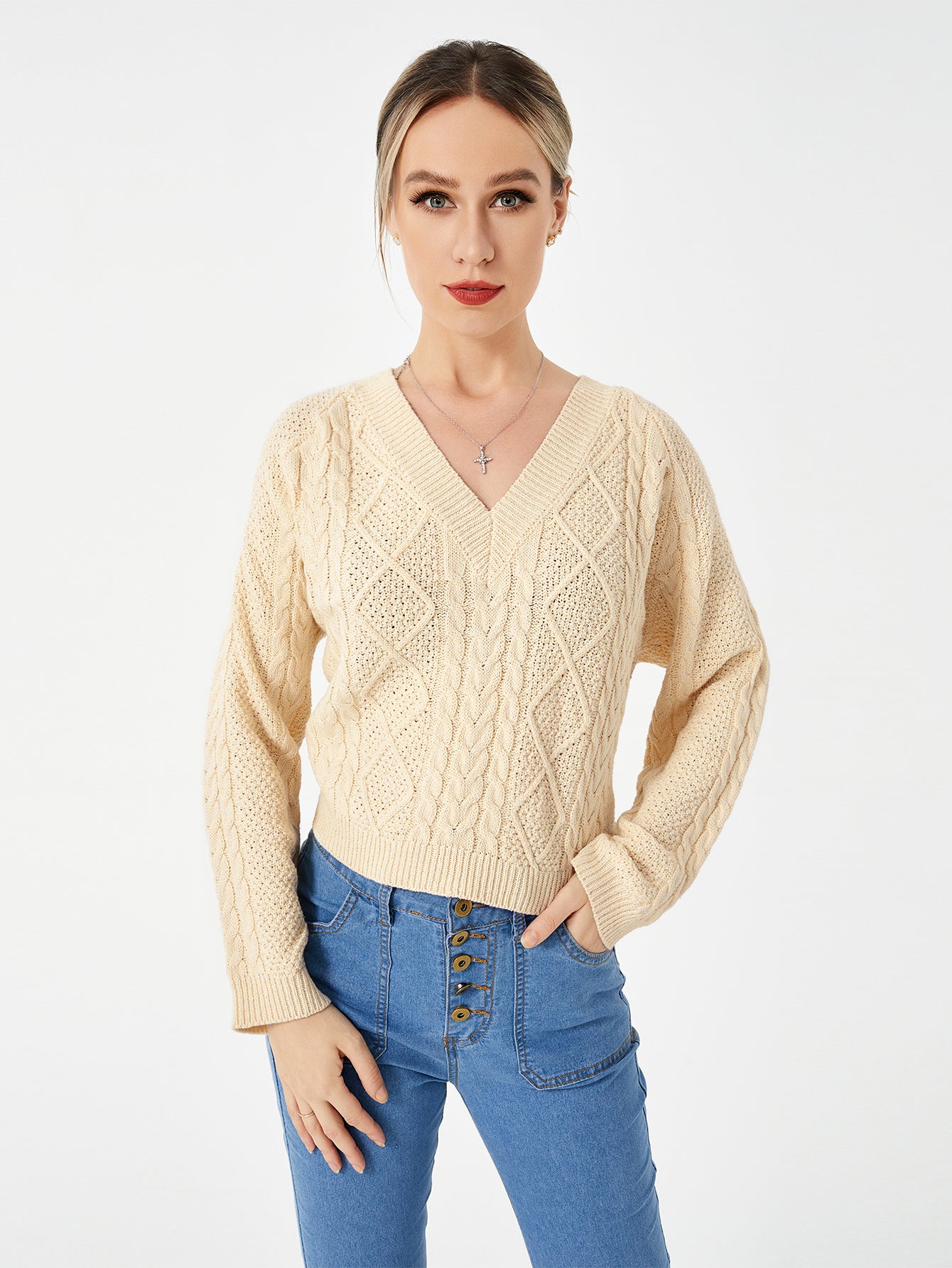 Stretch Casual V-Neck Sweater