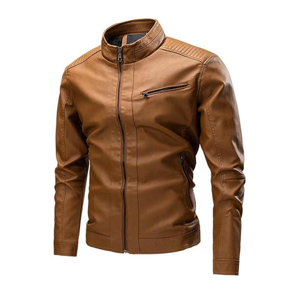 Stitching Motorcycle Retro Fashion Leather Jacket