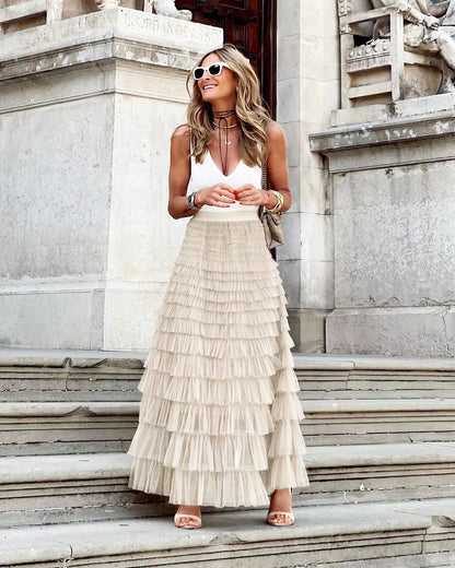 Mesh Tiered Skirt