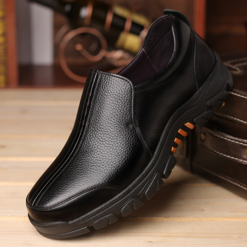 Strapless Black Leather Soft Sole Shoes