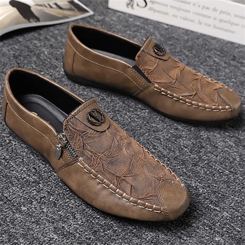 Vintage Zipper Leather Shoes