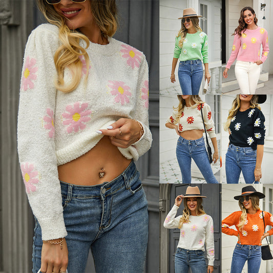 Floral Print Knit Sweater