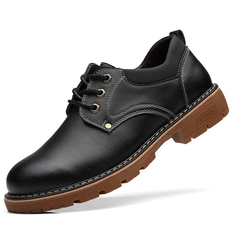 Thick-Soled Casual Leather Lace-up Shoes