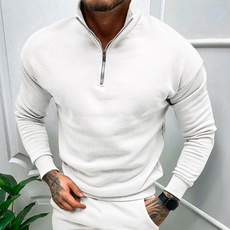 Fleece-lined Solid Color Sweatshirt