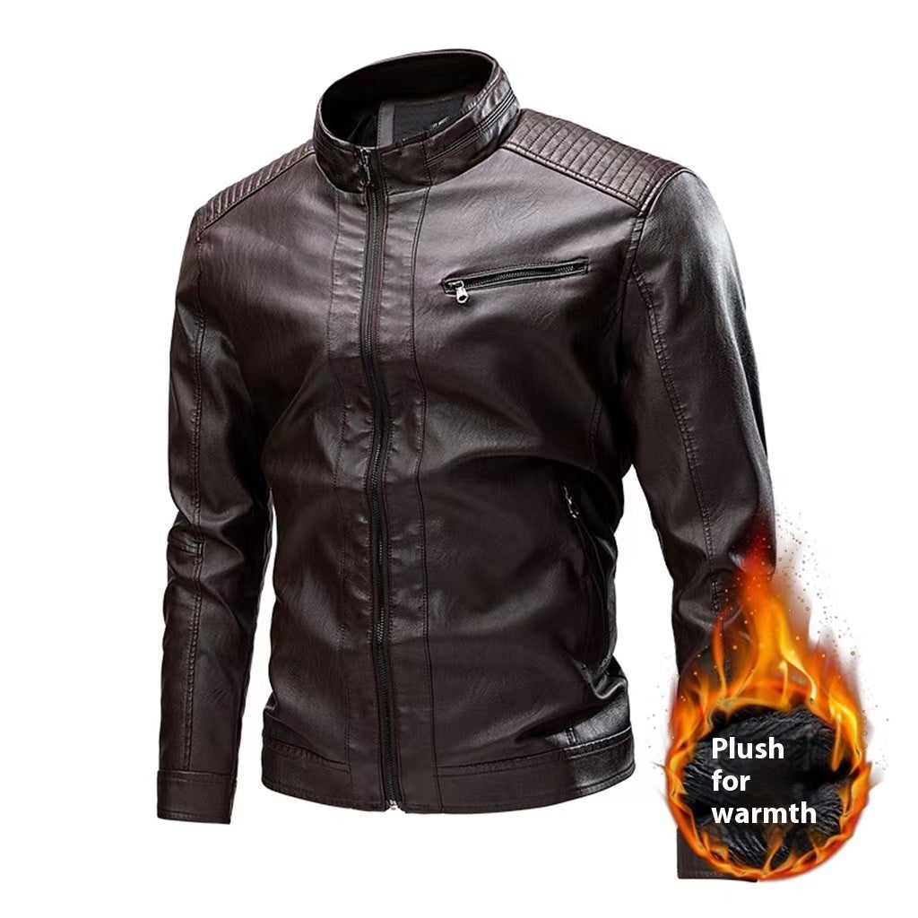 Stitching Motorcycle Retro Fashion Leather Jacket