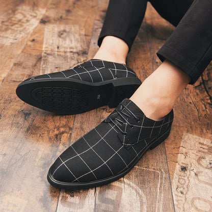 Breathable casual checked leather shoes