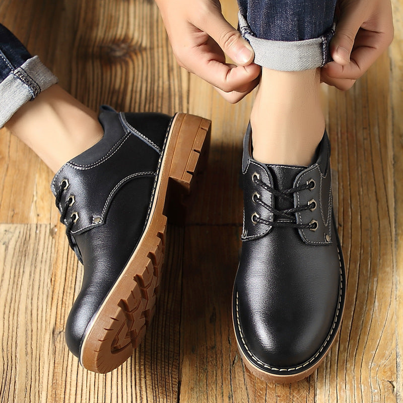 Thick-Soled Casual Leather Lace-up Shoes