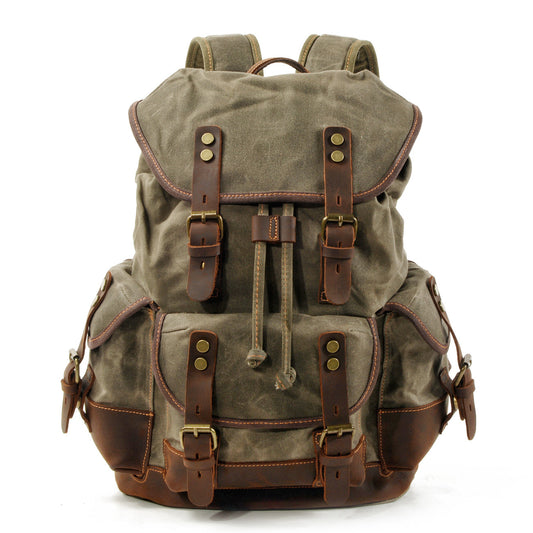 Canvas stitching leather mountaineering bag