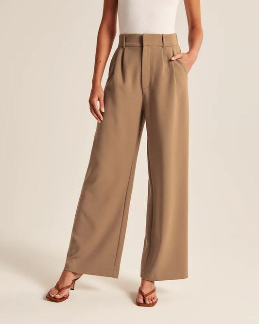 High Waist Straight Trousers