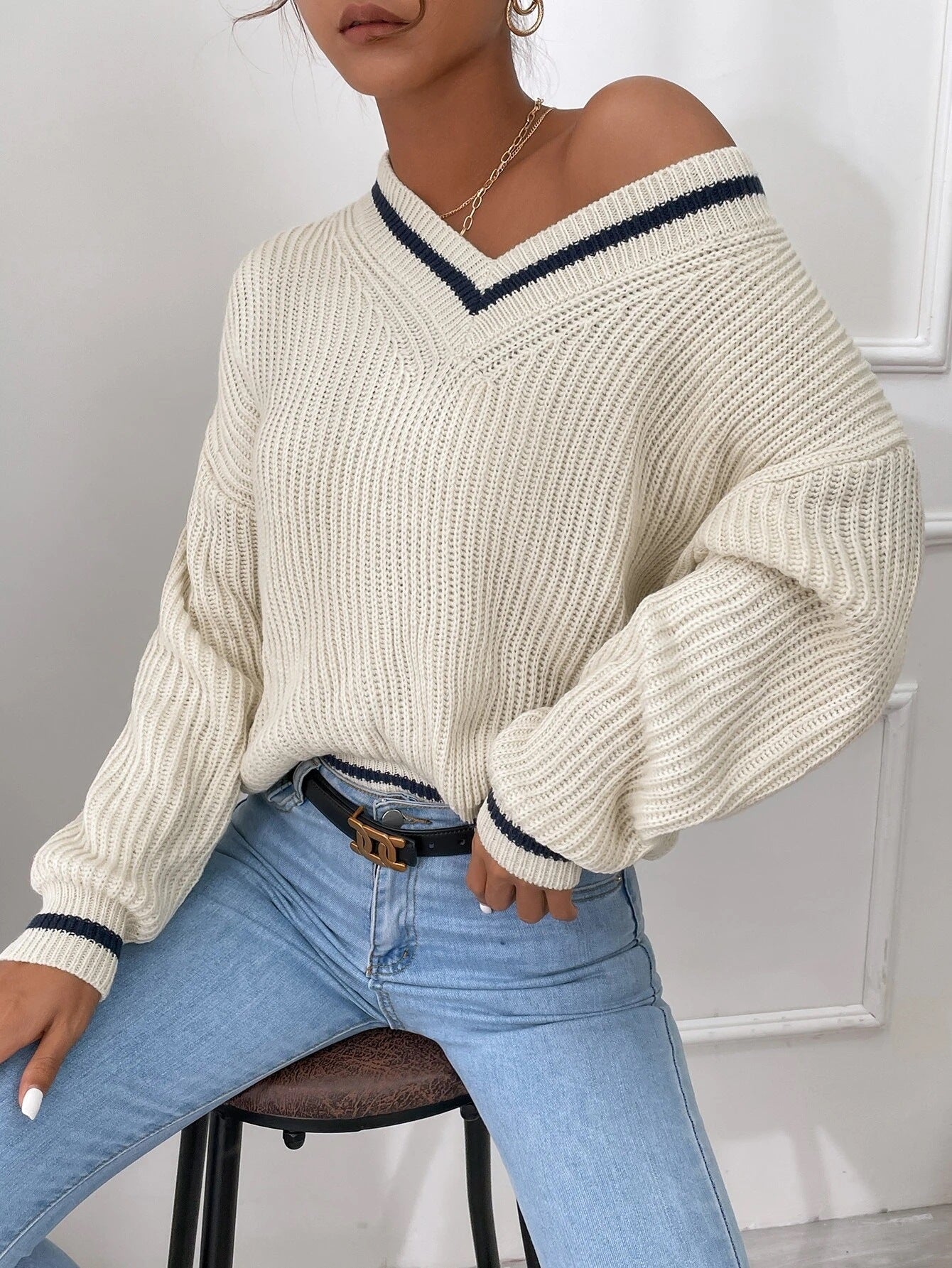 Casual Long Sleeve Striped Pullover Sweater