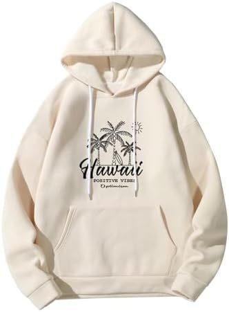 Print Drawstring Pocket Sweatshirt