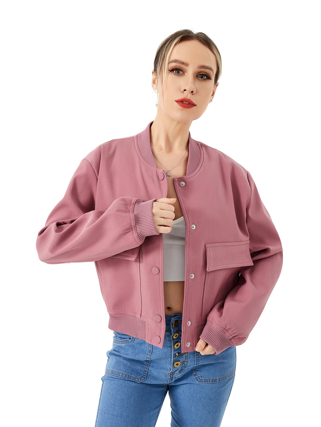 Lightweight Cropped Bomber Jacket