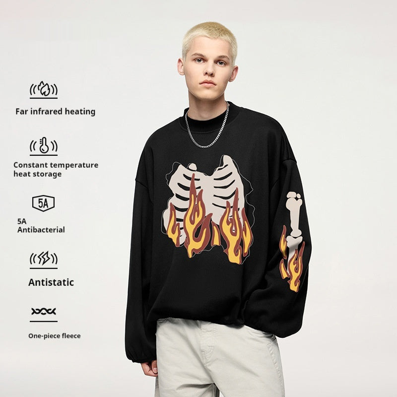 Fire Bone Round Neck Hoodie