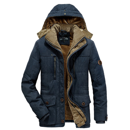 Multi-pocket Fleece-lined Thickened Coat