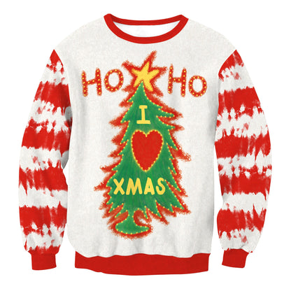 Christmas Tree Striped Digital Printing Sweater