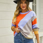 Simple Striped Patchwork Round Neck Sweater