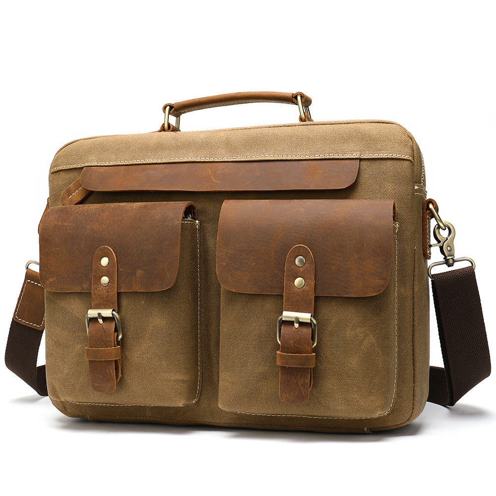 Cowhide with cloth briefcase