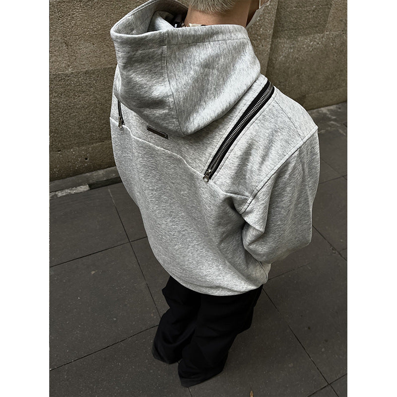 Double Zipper Hooded Sweater