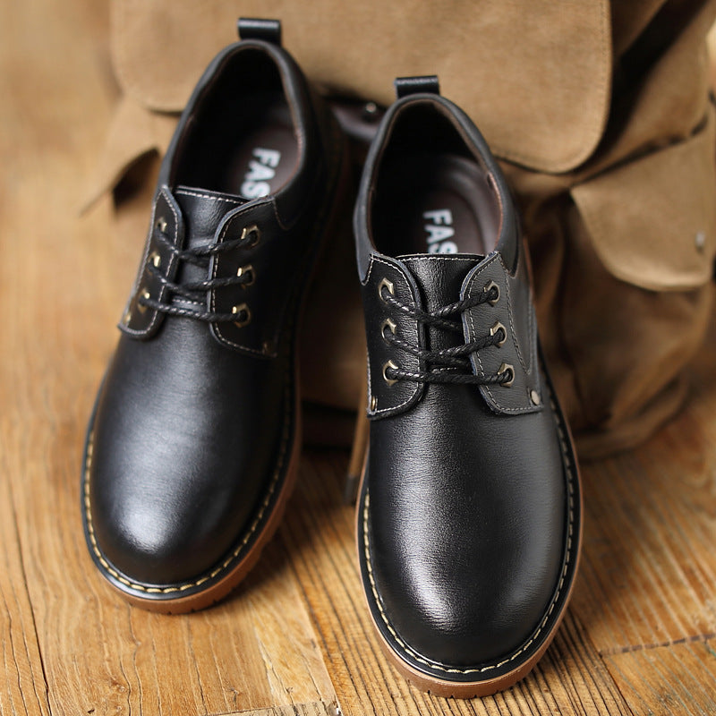 Thick-Soled Casual Leather Lace-up Shoes