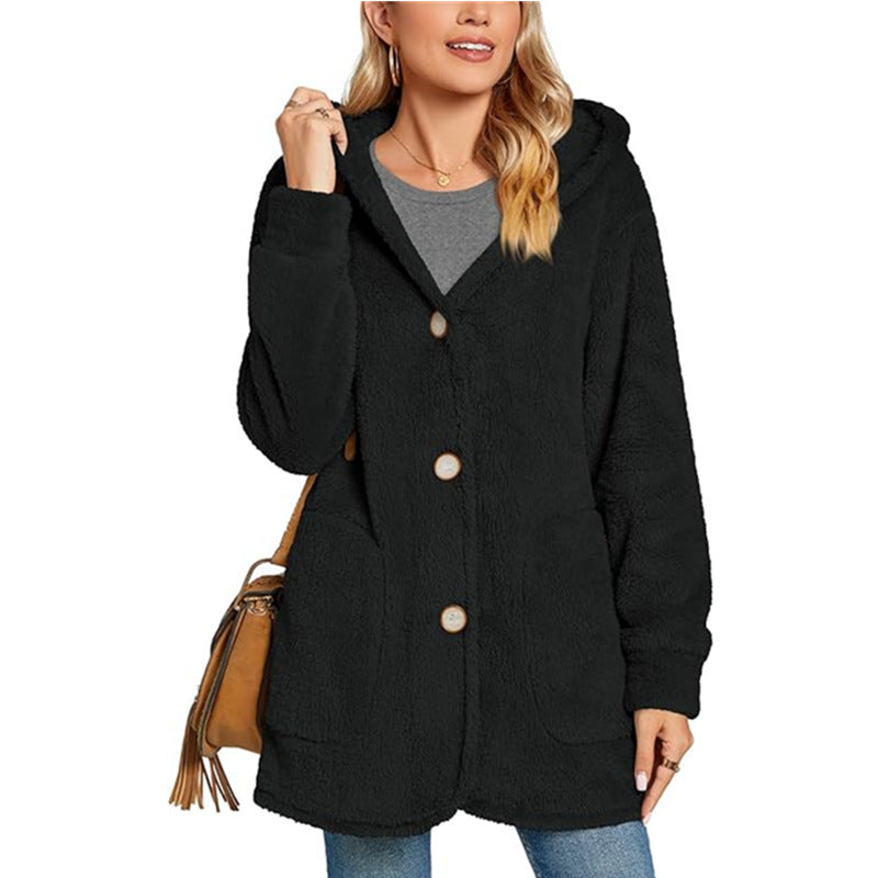 Hooded Button Casual Coat