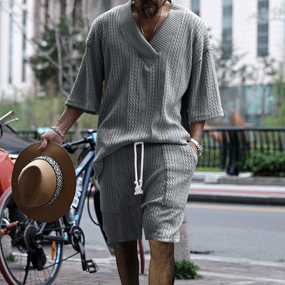 Jacquard Knitwear Shorts Suit