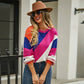 Simple Striped Patchwork Round Neck Sweater