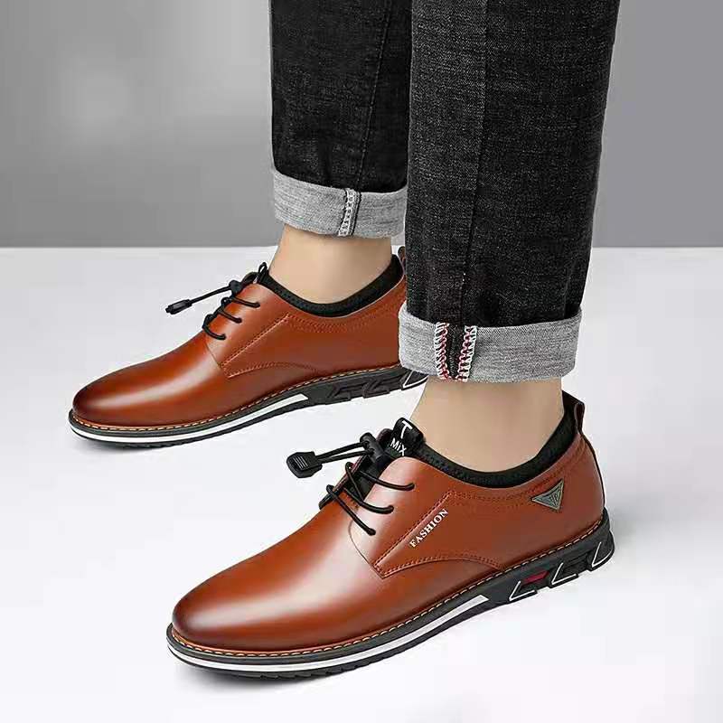 Leather shoes round toe shoes