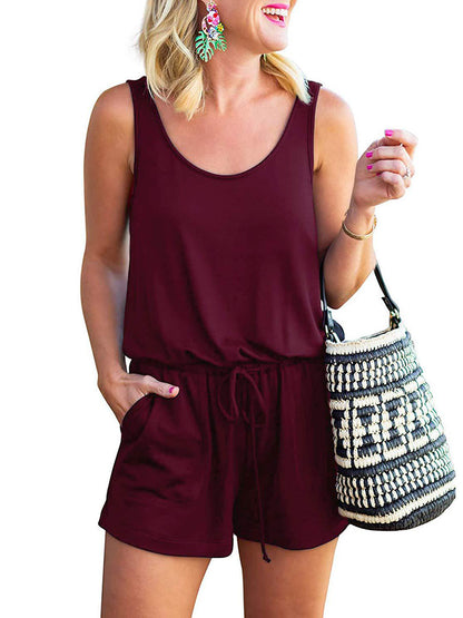 Tank Top Drawstring Tie Shorts