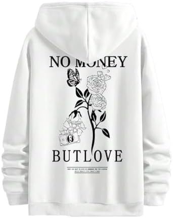 Print Drawstring Pocket Sweatshirt