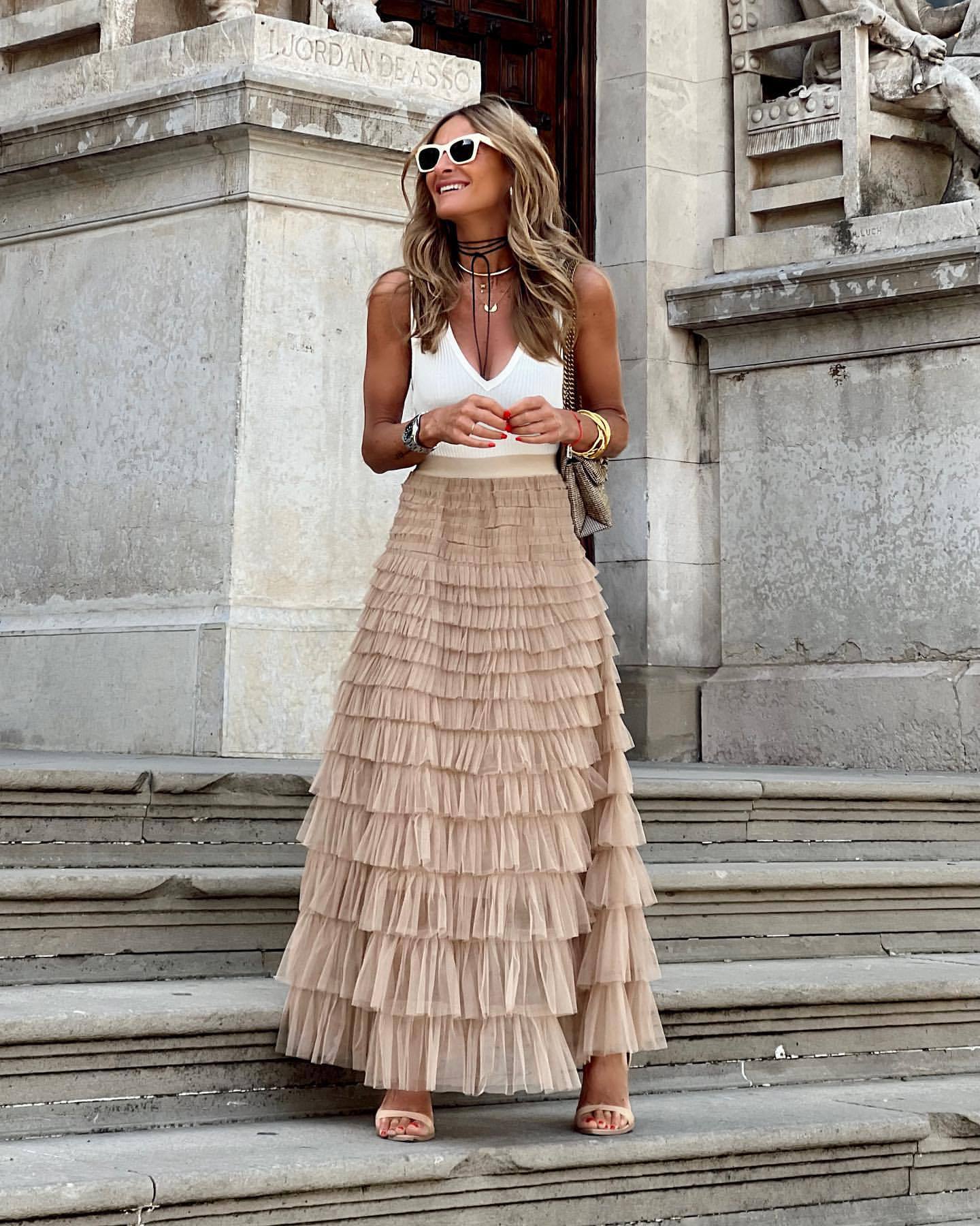 Mesh Tiered Skirt