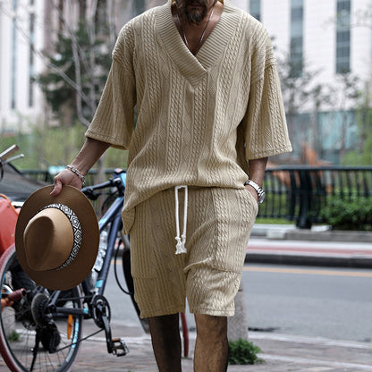 Jacquard Knitwear Shorts Suit