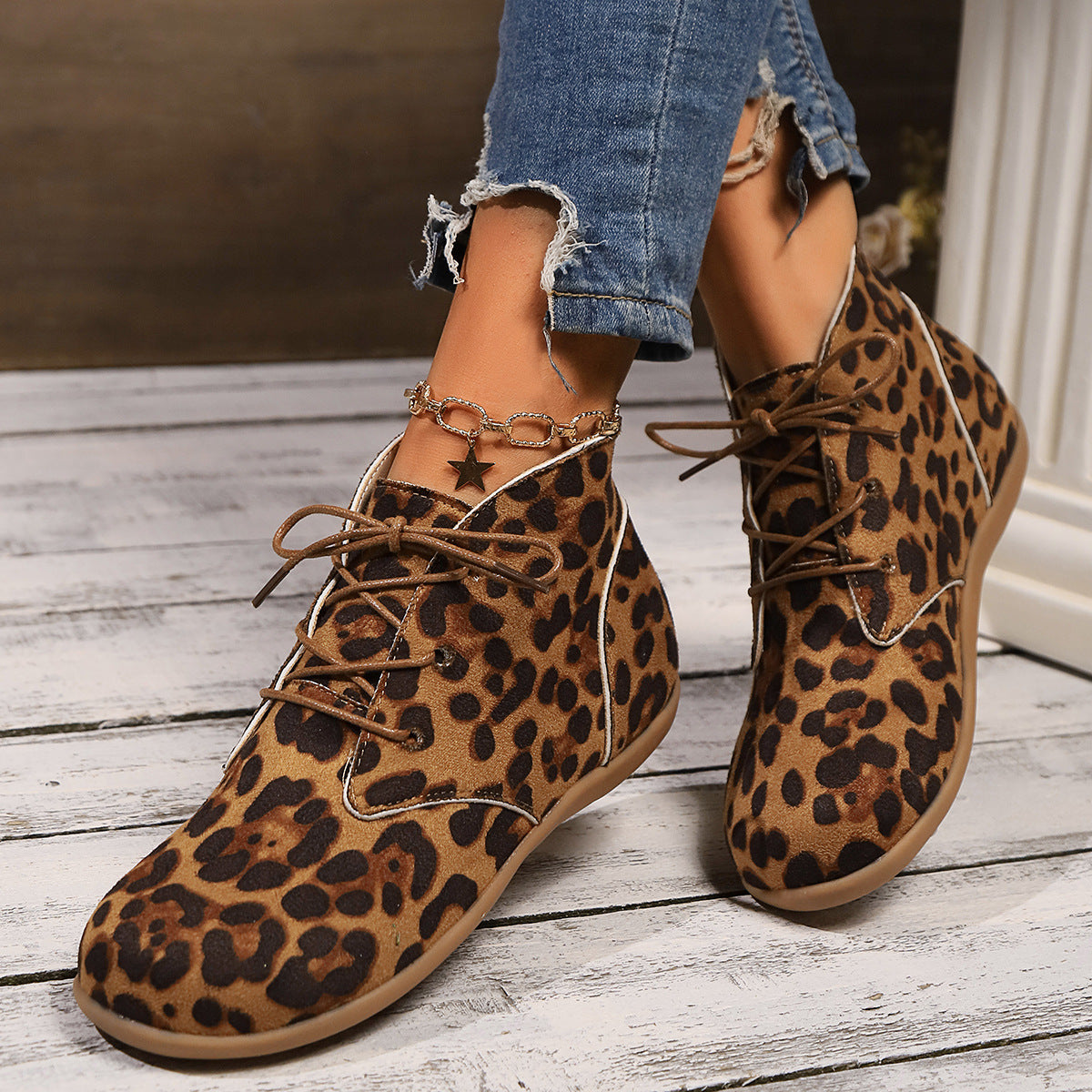 Leopard Print Casual Boots