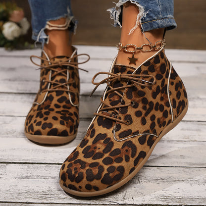 Leopard Print Casual Boots