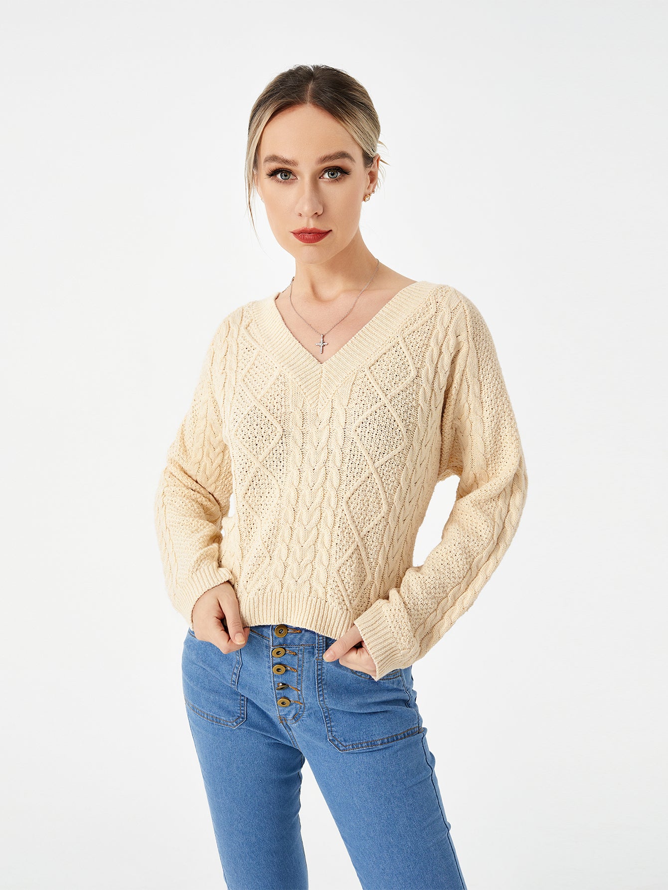 Stretch Casual V-Neck Sweater