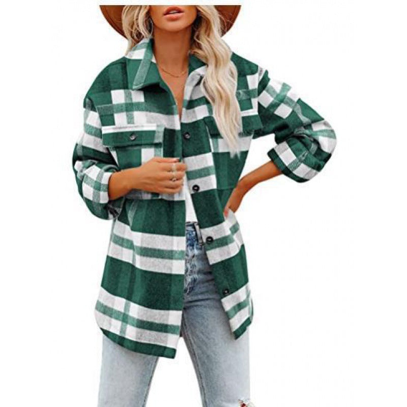 Woolen Plaid Shirt Jacket