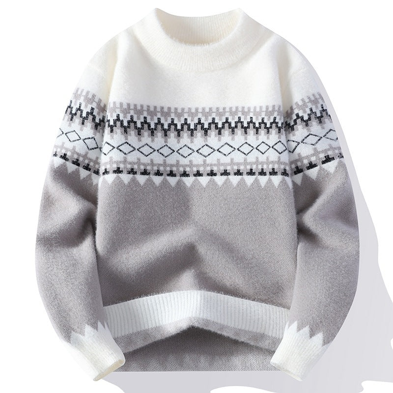 Jacquard Pullover Knitted Sweater