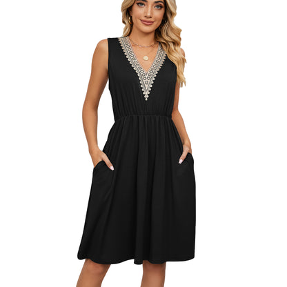 Lace Panel Sleeveless Dresss