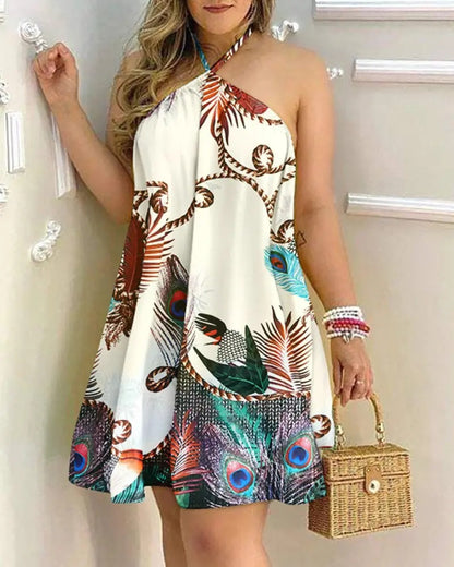 Off-Shoulder Hanging Neck Sleeveless Dresses