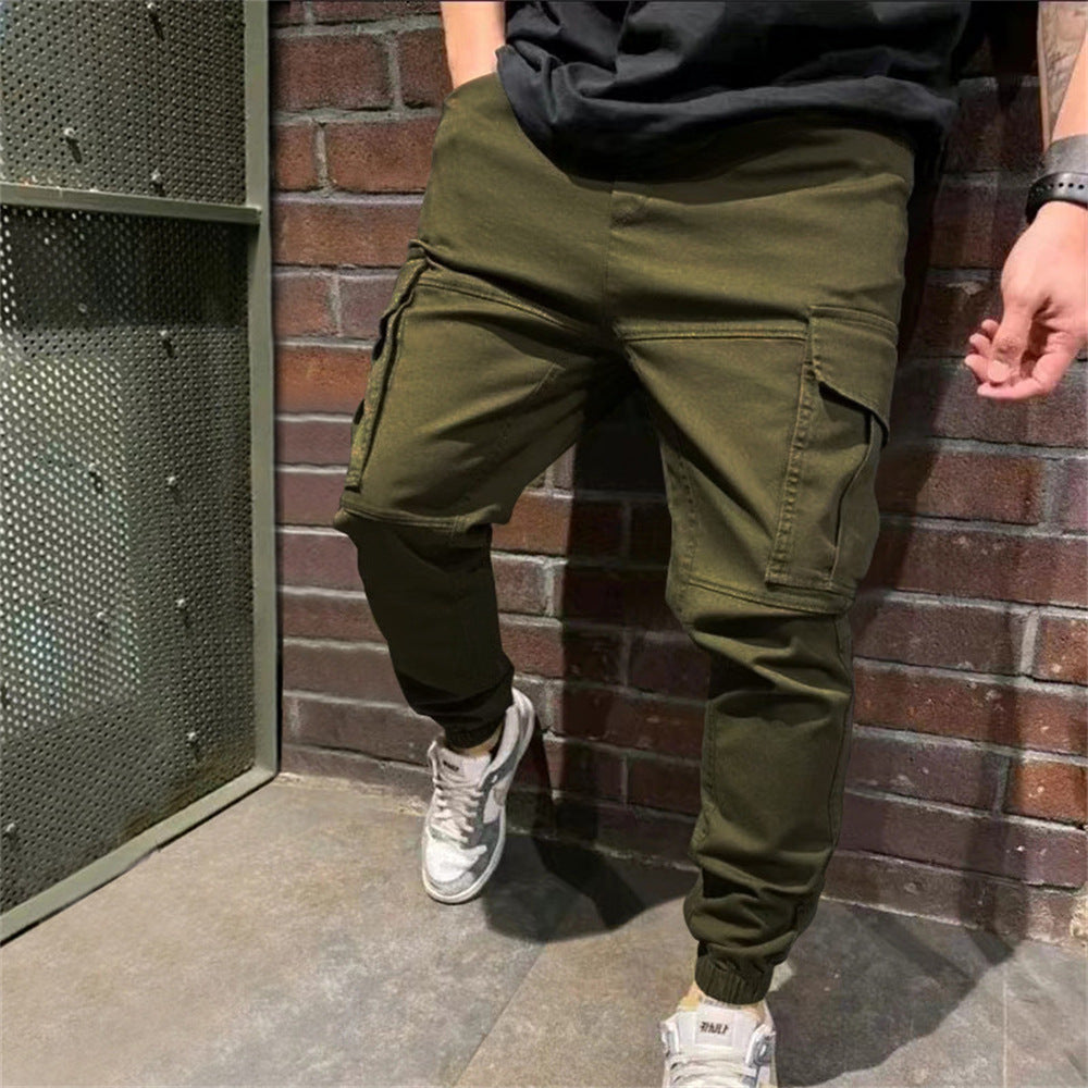 New 2023 Men Drawstring Work Cargo Combat Trousers Casual Sport Slim Fit  Multipockets Jogging Cuffed Pants | Fruugo FR