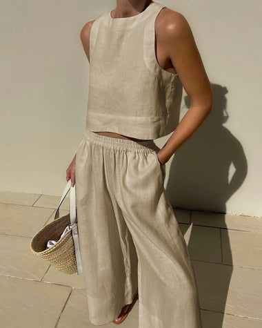 Sleeveless Shirt And Trousers Two-piece Set