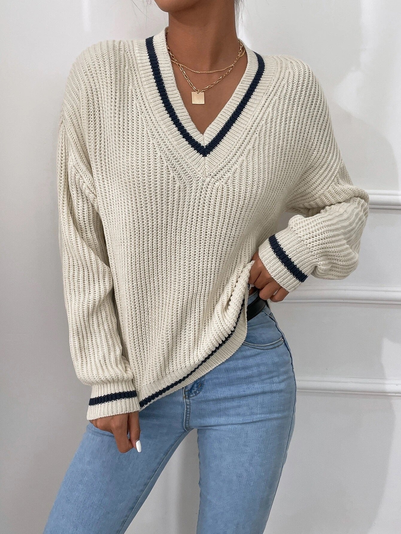 Casual Long Sleeve Striped Pullover Sweater