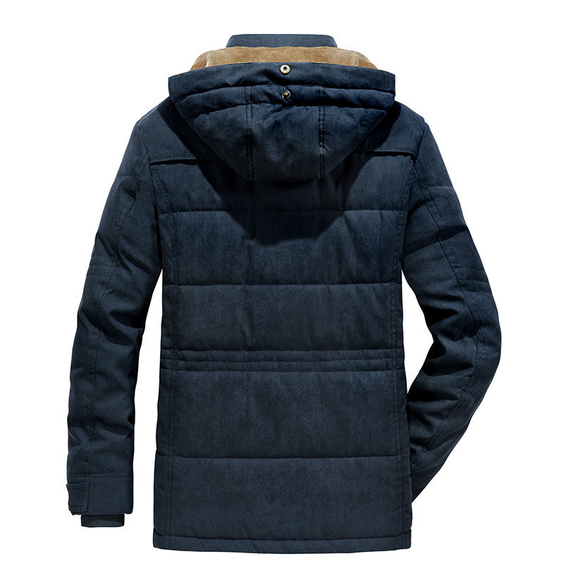 Multi-pocket Fleece-lined Thickened Coat