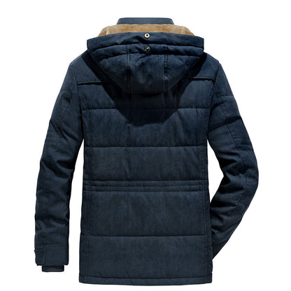 Multi-pocket Fleece-lined Thickened Coat