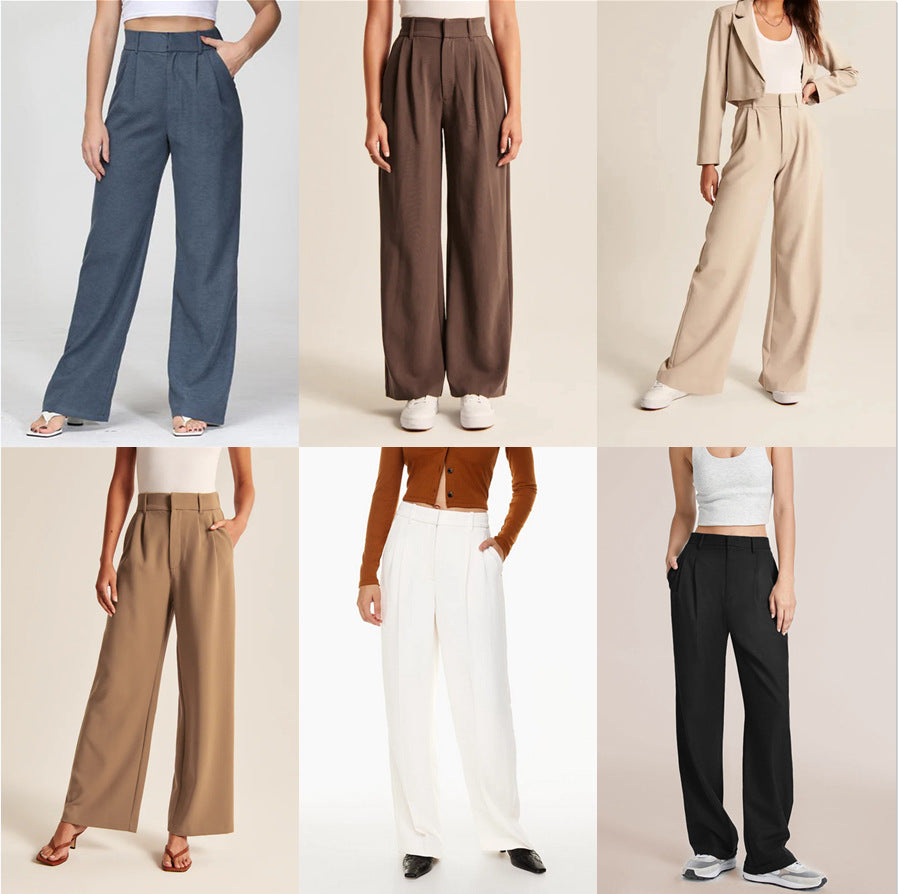 High Waist Straight Trousers