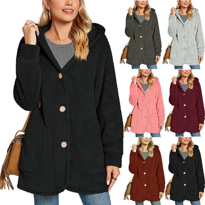 Hooded Button Casual Coat