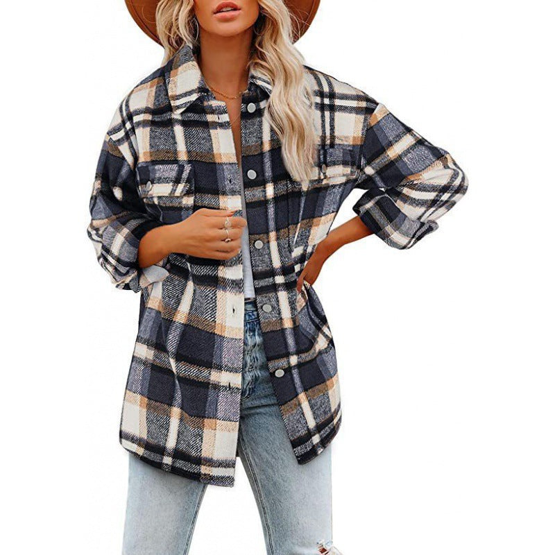 Woolen Plaid Shirt Jacket